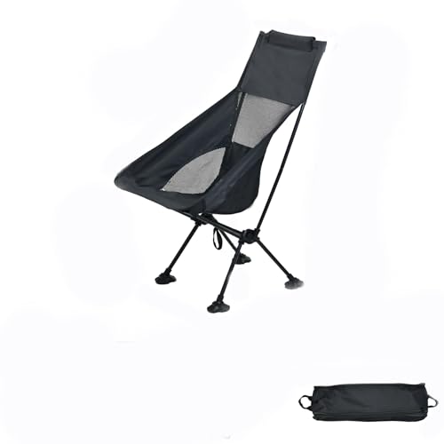Benyong Campingstuhl Faltbar Campingstuhl Kleines Packmaß Camping Stuhl Ultraleicht Klappstuhl Faltstuhl Chair Klappbar (Schwarz-Groß) von Benyong