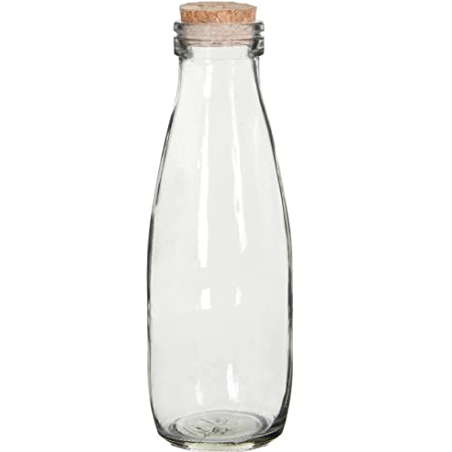 6x Milchflasche Glas - Glasflasche mit Kork - Ø7 x H21 cm - 500ml von Benza