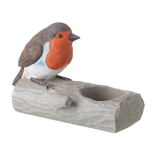 Teelichthalter Vogel - Rotkehlchen - Robin - 14 x 7.5 x 10 cm von Benza