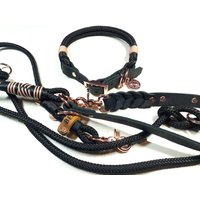 Hundehalsband Verstellbar | Hundeleine 2M in Schwarz Mit Lederhandschlaufe 3Fach Personalisierbar Namen Hundehalsband Verstellbar | Hundeleine 2M in Schwarz Mit Lederhandschlaufe 3Fach Personalisierbar Namen von BenzoDesign