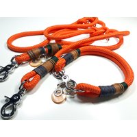 Hundehalsband Mit Karabinerverschluss | Hundeleine 2, 5M in Orange Umhängeleine 3Fach Verstellbar Personalisierbares Tauset Namen von BenzoDesign