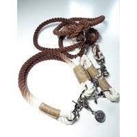Hundehalsband Mit Karabinerverschluss | Hundeleine 2M, 3Fach Verstellbar Seil Aus 100% Baumwolle Tau Set Handgefärbt in Ombre Braun von BenzoDesign