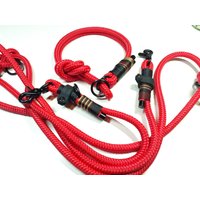 Zugstopphalsband | Hundehalsband Hundeleine 2, 5M in Rot Umhängeleine 3Fach Verstellbar Personalisierbar Mit Namen von BenzoDesign