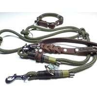 Hundehalsband Verstellbar | Tau-Leder Hundeleine 2M in Oliv Lederhandschlaufe Braun Personalisiertes Geschenk Für Hundeliebhaber von BenzoDesign