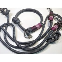 Hundehalsband Zugstopp, Hundeleine 2, 5M Anthrazit, 3Fach Verstellbar, Personalisiert von BenzoDesign