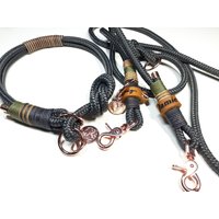 Zugstopphalsband | Hundehalsband Hundeleine 2, 5M in Anthrazit Umhängeleine 3Fach Verstellbar Personalisierbar Mit Namen von BenzoDesign