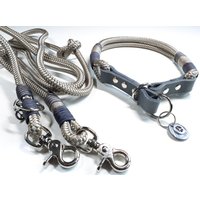 Zugstopphalsband | Hundehalsband Hundeleine 2, 5M in Tan Umhängeleine 3Fach Verstellbar Personalisierbar Mit Namen von BenzoDesign