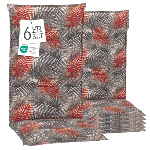 Beo® Barcelona Hochlehner Gartenstuhlauflagen | 6er Set | Waschbar & Atmungsaktiv | UV-beständig | Made in EU | Öko-Tex Standard | Polsterauflagen für Komfort im Garten von Beo