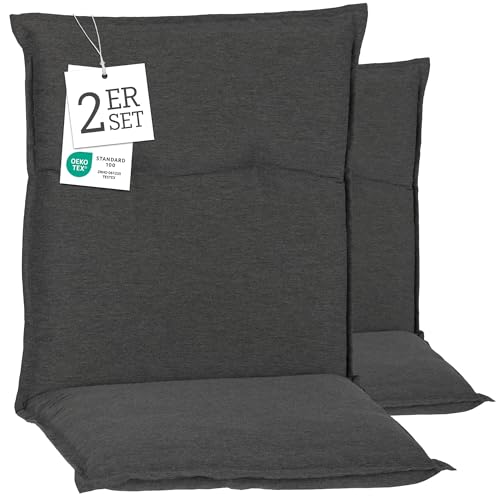 Beo® Barcelona Niedriglehner Gartenstuhl-Auflagen 2er Set | Waschbar | Made in EU | Öko-Tex Standard | Atmungsaktiv und UV-beständig | 98x46x8 cm Sitzkissen Outdoor von Beo