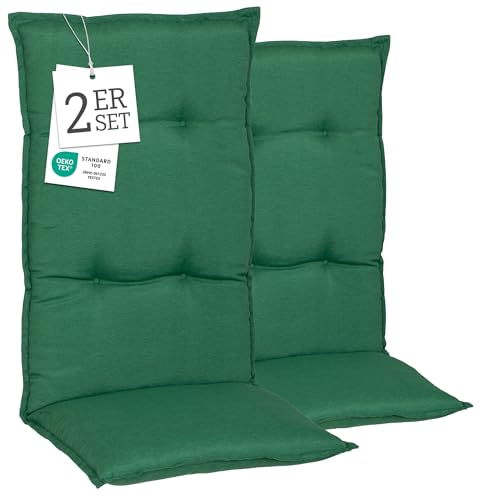 Beo® Turin Hochlehner Gartenstuhl-Auflagen 2er Set | Waschbar, UV-beständig, Atmungsaktiv | Made in EU, Öko-Tex Standard | Polsterauflage für Gardenmöbel von Beo