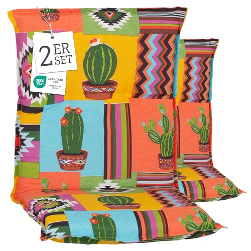Beo® Turin Niedriglehner Gartenstuhl-Auflagen 2er Set | Waschbar bei 30 Grad | Atmungsaktive Sitzkissen Outdoor | Made in EU | Öko-Tex Standard | UV-beständig | Extra Dicke Polster von Beo