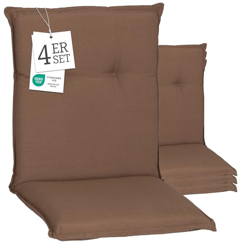 Beo® Turin Niedriglehner Gartenstuhl-Auflagen 4er Set | Waschbar bei 30° | Made in EU nach Öko-Tex Standard | Atmungsaktiv, UV-beständig | Extra Dicke Sitzkissen Outdoor von Beo