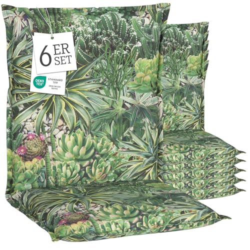 Beo® Turin Niedriglehner Gartenstuhl-Auflagen 6er Set | Waschbar & UV-beständig | Atmungsaktive Sitzkissen Outdoor | Made in EU nach Öko-Tex Standard | Extra Dicke Polster von Beo