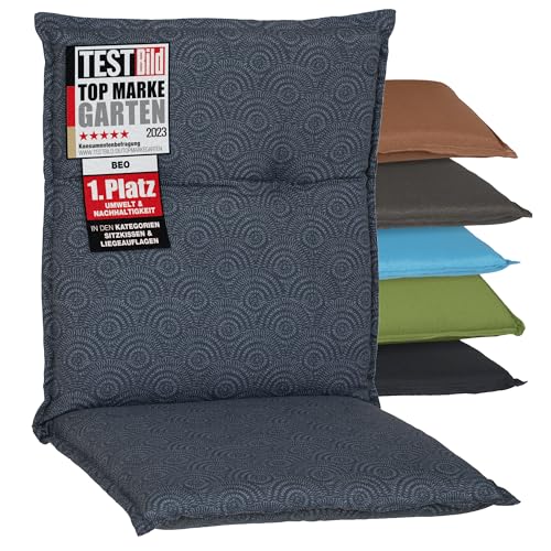 Beo Gartenstuhl-Auflagen Barcelona Niedriglehner 100 x 50 cm | Waschbare, UV-beständige Sitz-Kissen | Atmungsaktive Polster-Auflagen nach Öko-Tex Standard | dunkelblau Gemustert | Made in EU von Beo