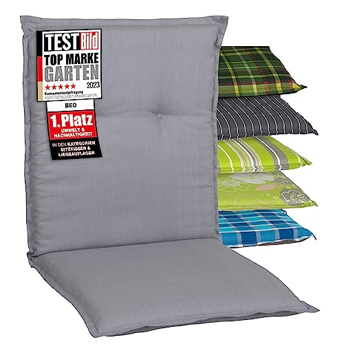 Beo Coussin d’extérieur Dossier Bas Barcelona | Fabriqué en UE | Coussin Fauteuil Jardin résistant aux UV et Lavable | Coussin Pour Chaise de Jardin à Dossier Bas Respirant Gris von Beo