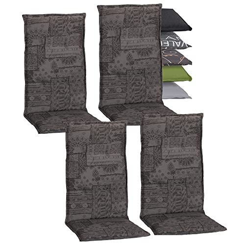 Beo Gartenstuhlauflagen Hochlehner 4er Set Barcelona | Made in EU nach Öko-Tex Standard | Hochlehner Auflagen waschbar | Atmungsaktive Stuhlauflagen Hochlehner mit Ornamenten in Dunkel-Grau Beo Gartenstuhlauflagen Hochlehner 4er Set Barcelona | Made in EU nach Öko-Tex Standard | Hochlehner Auflagen waschbar | Atmungsaktive Stuhlauflagen Hochlehner mit Ornamenten in Dunkel-Grau von Beo