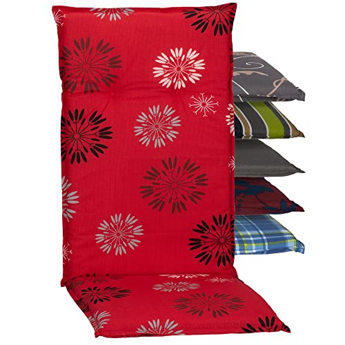 Beo Gartenstuhlauflagen Hochlehner UV-beständig Barcelona | Made in EU nach Öko-Tex Standard | Hochlehner Auflagen waschbar | Atmungsaktive Stuhlauflagen Hochlehner mit Pusteblumen in Rot-Schwarz Beo Gartenstuhlauflagen Hochlehner UV-beständig Barcelona | Made in EU nach Öko-Tex Standard | Hochlehner Auflagen waschbar | Atmungsaktive Stuhlauflagen Hochlehner mit Pusteblumen in Rot-Schwarz von Beo