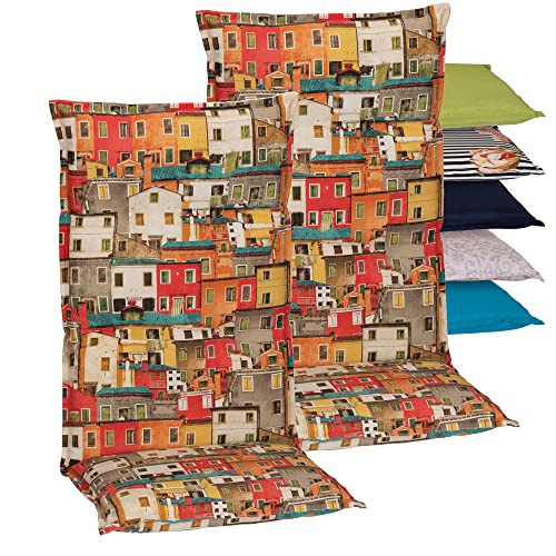 Beo Hochlehner-Auflagen 2er Set UV-beständig Turin | Made in EU Premium-Qualität | Gartenstuhl-Auflagen waschbar | Atmungsaktive Stuhlauflagen Hochlehner | Sitzauflagen mit Sardinien-Muster bunt Beo Hochlehner-Auflagen 2er Set UV-beständig Turin | Made in EU Premium-Qualität | Gartenstuhl-Auflagen waschbar | Atmungsaktive Stuhlauflagen Hochlehner | Sitzauflagen mit Sardinien-Muster bunt von Beo