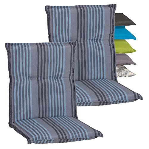 Beo Niedriglehner Auflagen 2er Set Waschbar Turin | Made in EU Premium-Qualität | UV-beständige Gartenstuhlauflage Niedriglehner | Atmungsaktive Stuhlauflage Niedriglehner mit Streifen in Blau-Grau Beo Niedriglehner Auflagen 2er Set Waschbar Turin | Made in EU Premium-Qualität | UV-beständige Gartenstuhlauflage Niedriglehner | Atmungsaktive Stuhlauflage Niedriglehner mit Streifen in Blau-Grau von Beo