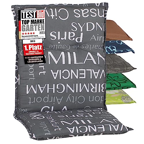 Beo Niedriglehner Auflagen UV-beständig Barcelona | Made in EU nach Öko-Tex Standard | Waschbare Stuhlauflage Niedriglehner | Atmungsaktive Auflagen Niedriglehner mit Städtenamen in Weiß-Grau Beo Niedriglehner Auflagen UV-beständig Barcelona | Made in EU nach Öko-Tex Standard | Waschbare Stuhlauflage Niedriglehner | Atmungsaktive Auflagen Niedriglehner mit Städtenamen in Weiß-Grau von Beo