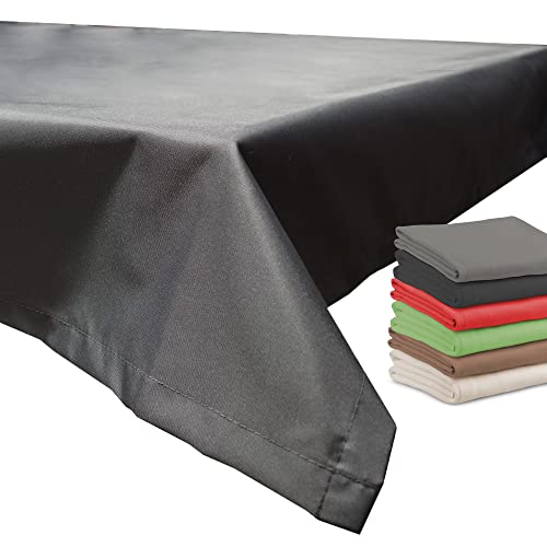 Beo Quadratische Wasserabweisende Tischdecke 100% Polyester in anthrazit 110x140cm Inclusive Anti Windport schwarz von Beo