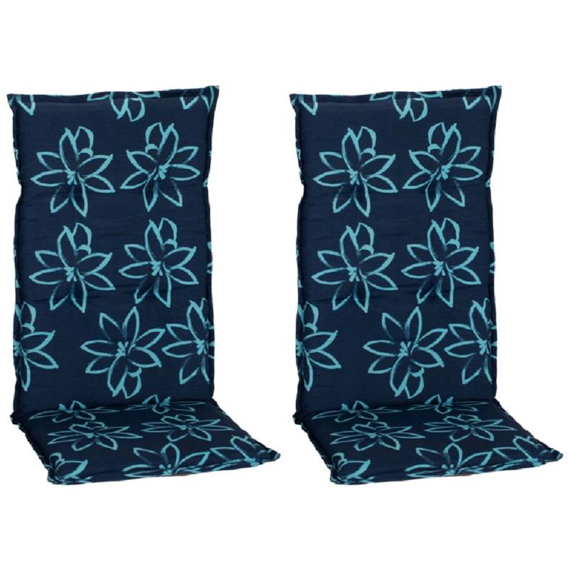 Beo Sitzauflage Hochlehner Bunde 2er-Set Hellblau-Dunkelblaue Blumen von Beo