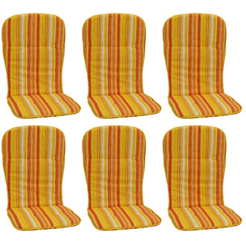 Beo Sitzauflage Hochlehner Mono 6er-Set Gelb-Rot gestreift Beo Sitzauflage Hochlehner Mono 6er-Set Gelb-Rot gestreift von Beo