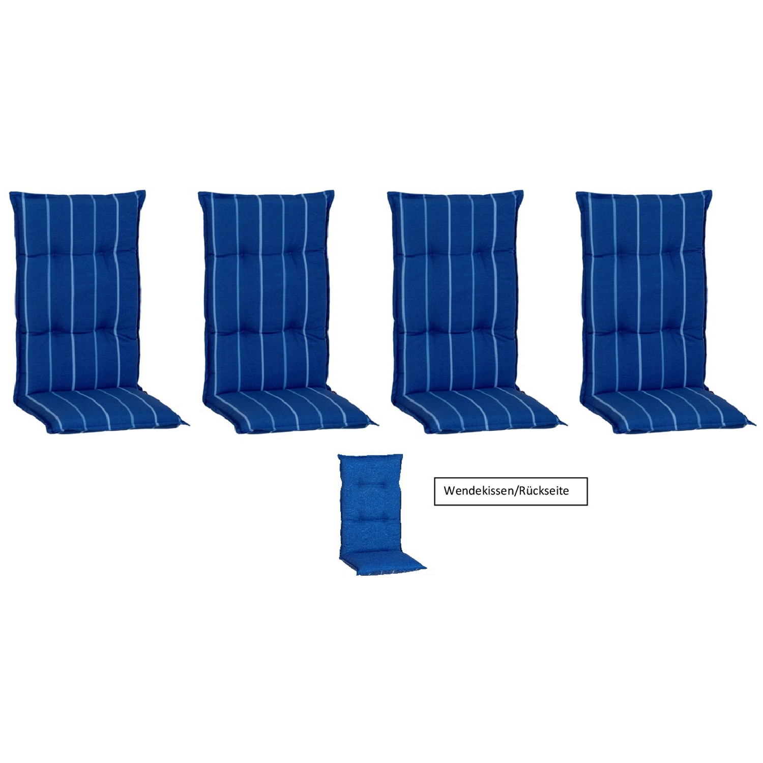 Beo Sitzauflage Hochlehner Tovarnik 4er-Set Blau-Weiß gestreift Beo Sitzauflage Hochlehner Tovarnik 4er-Set Blau-Weiß gestreift von Beo
