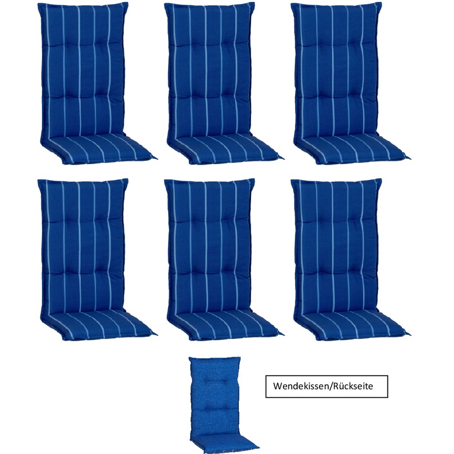 Beo Sitzauflage Hochlehner Tovarnik 6er-Set Blau-Weiß gestreift Beo Sitzauflage Hochlehner Tovarnik 6er-Set Blau-Weiß gestreift von Beo