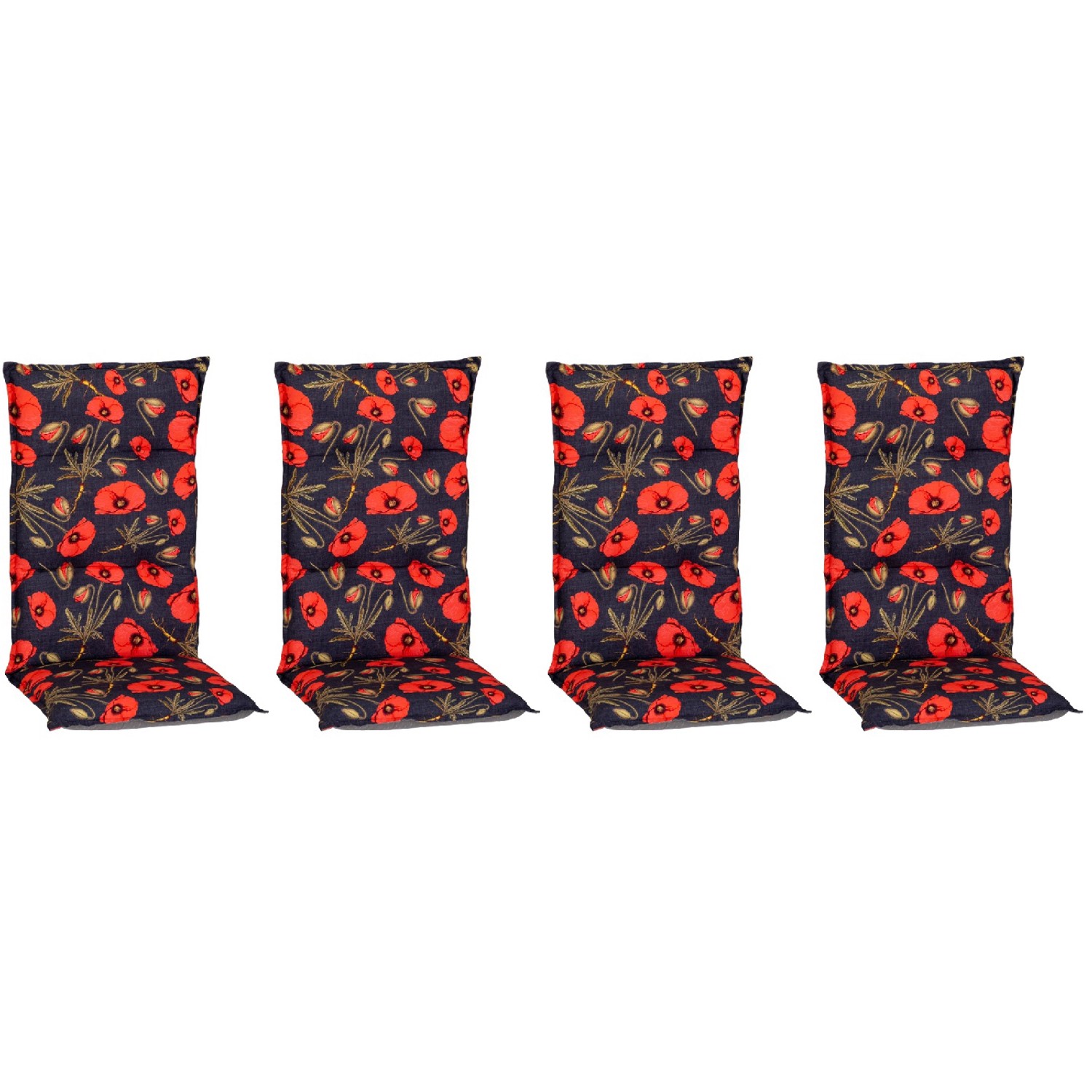Beo Sitzauflage Hochlehner Trondheim 4er-Set mit roten Mohnblüten Beo Sitzauflage Hochlehner Trondheim 4er-Set mit roten Mohnblüten von Beo