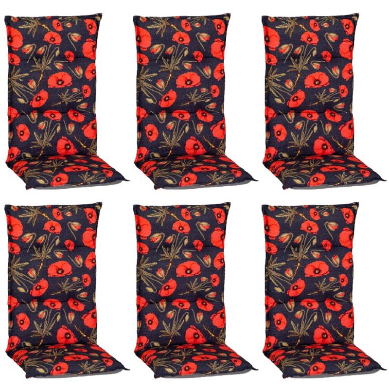 Beo Sitzauflage Hochlehner Trondheim 6er-Set mit roten Mohnblüten von Beo