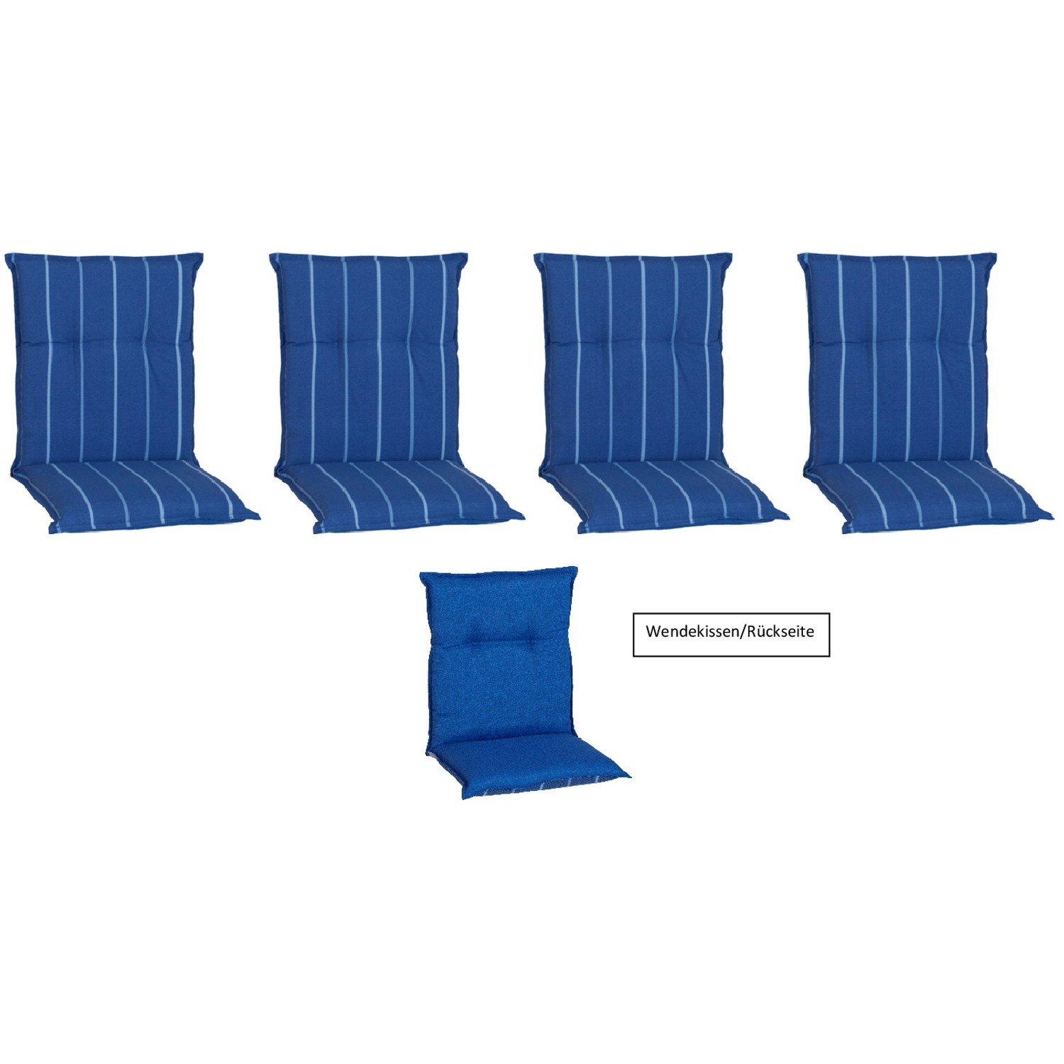 Beo Sitzauflage Niedriglehner Tovarnik 4er-Set Blau-Weiß gestreift Beo Sitzauflage Niedriglehner Tovarnik 4er-Set Blau-Weiß gestreift von Beo