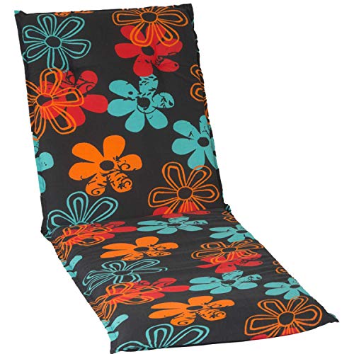 Beo Sitzkissen Gartenstuhlauflage Gartenliege Serie Barcelona M803 Blumenprint anthrazit von Beo