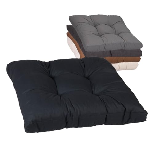 Beo Sitzkissen für Lounge- und Paletten-Möbel | Anthrazit | Gr. 60x60 cm, 10 cm dick | mit Heftung | Bezug 60% Baumwolle/40% Polyester | Wasser- und Fleckabweisend | Öko-Tex-Standard von Beo