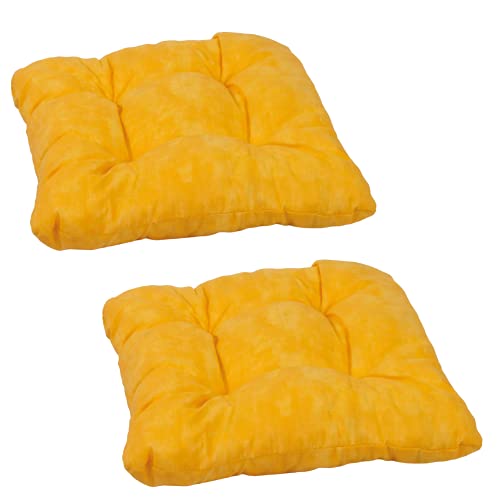 Beo Sitzpolster Gartenstuhl 36x36 atmungsaktiv | Made in EU | Gestepptes Outdoor Stuhlkissen waschbar | UV-beständiges Sitzkissen Stuhl ohne Ausbleichen | 2er Set Sitzkissen Bank in Gelb von Beo