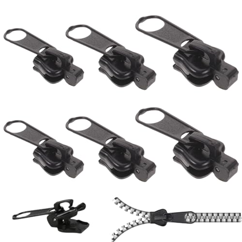 6 Stück Reisverschluss-Zipper Ersatz, Beojonvy Reißverschluss Reparatur Set, zipper für reißverschluss, Reisverschluss-Reparaturset für Jacken, Rucksäcke, Koffer (Schwarz) von Beojonvy