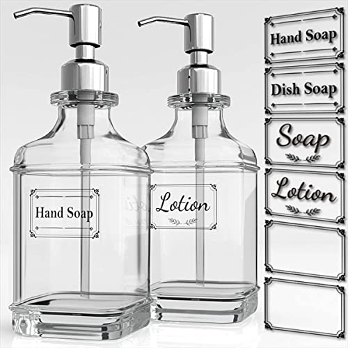 Beowanzk 2er Pack Seifenspender Glas mit Edelstahl Pumpe Spülmittelspender Küche Soap Dispenser Duschgelspender Nachfüllbar Transparent Seifenspender für Küche, Bad, Waschküchem (300ml) von Beowanzk
