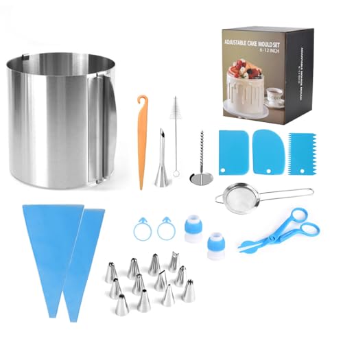 Beowanzk Verstellbare 16 bis 30 cm Kuchenringe, Kuchenzubehör zum Backen, Kuchenbackzubehör, Kuchenringe zum Backen, Kuchenformen zum Backen Beowanzk Verstellbare 16 bis 30 cm Kuchenringe, Kuchenzubehör zum Backen, Kuchenbackzubehör, Kuchenringe zum Backen, Kuchenformen zum Backen von Beowanzk