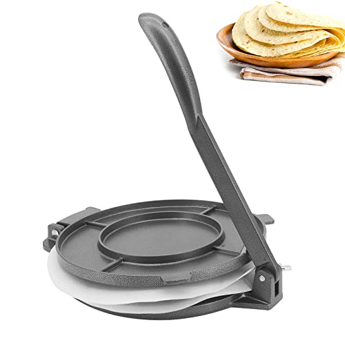 Beowanzk tortilla presse,8 Zoll Gusseisen Tortillapresse,Vorgewürzter Tortilla Maker mit 100 Stück Antihaft-fettdichtem Backpapier,Werkzeug zum Herstellen von Tortillas,Chapati,Roti (Schwarz) von Beowanzk
