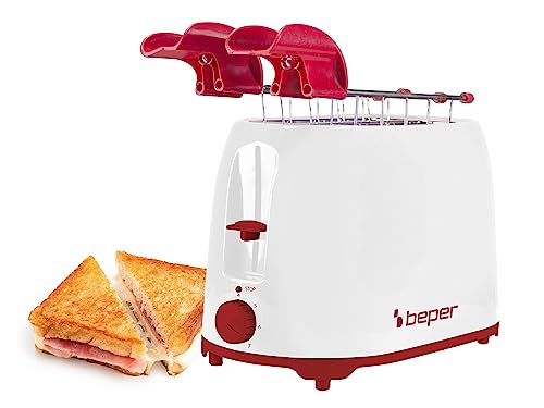 BEPER P101TOS100 Toaster mit Edelstahlzange, 7 Bräunungsstufen, Krümelschublade, 2 breite Schlitze von BEPER