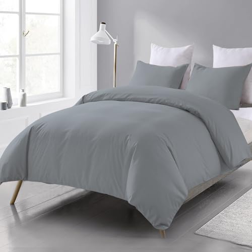 Beqnat Bettwäsche 200x220 Grau - Weich Bettwäsche-Sets Bettbezug 200x220 Kissenbezug 80x80 2er Set aus Mikrofaser mit Reißverschluss von Beqnat