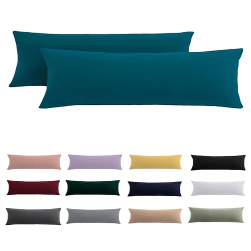 Beqnat Seitenschläferkissen Bezug 40x145 2er Set - Petrol Kissenbezug 145x40 mit Reißverschluss 100% Mikrofaser Resistent und Hypoallergen Kopfkissenbezug für Seitenschläferkissen von Beqnat