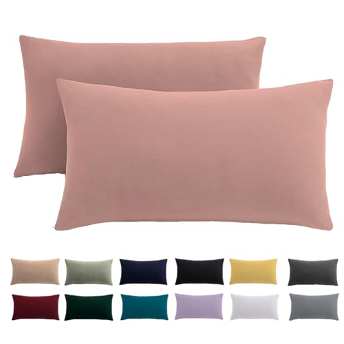 Kissenbezug 40 x 80 2er Set - Kopfkissenbezug 40x80 Rosa Für Kissen 100% Mikrofaser Kissenhülle Bügelfrei & Knitterfrei mit Reißverschluss von Beqnat
