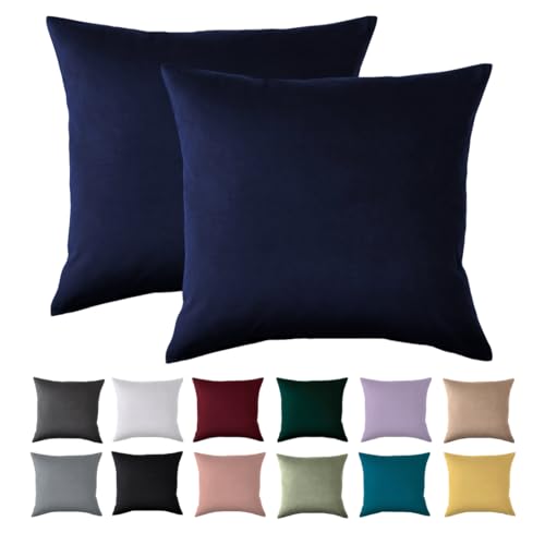 Kissenbezug 40x40 2er Set - Kopfkissenbezug 40 x 40 cm Blau Für Kissen 100% Mikrofaser Kissenhülle Bügelfrei & Knitterfrei mit Reißverschluss von Beqnat
