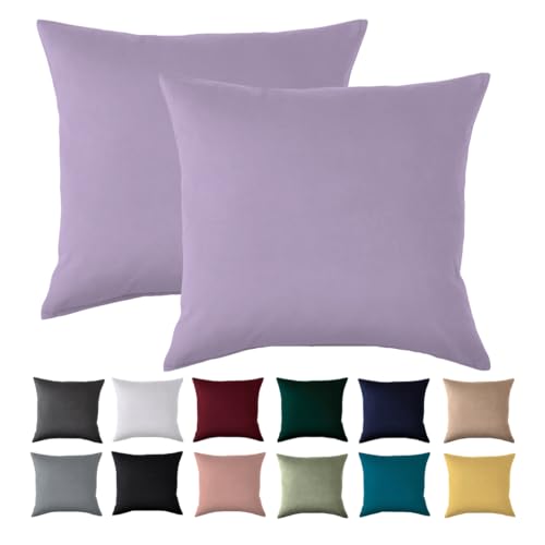 Kissenbezug 40x40 2er Set - Kopfkissenbezug 40 x 40 cm Lavendel Für Kissen 100% Mikrofaser Kissenhülle Bügelfrei & Knitterfrei mit Reißverschluss von Beqnat