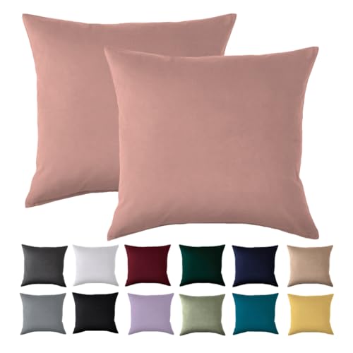 Kissenbezug 40x40 2er Set - Kopfkissenbezug 40 x 40 cm Rosa Für Kissen 100% Mikrofaser Kissenhülle Bügelfrei & Knitterfrei mit Reißverschluss von Beqnat