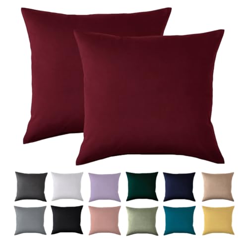 Kissenbezug 40x40 2er Set - Kopfkissenbezug 40 x 40 cm Rot Für Kissen 100% Mikrofaser Kissenhülle Bügelfrei & Knitterfrei mit Reißverschluss von Beqnat