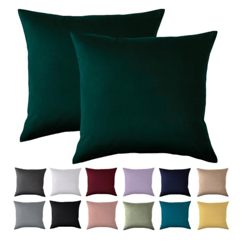 Kissenbezug 80x80 2er Set - Kopfkissenbezug 80 x 80 cm Grün Für Kissen 100% Mikrofaser Kissenhülle Bügelfrei & Knitterfrei mit Reißverschluss von Beqnat