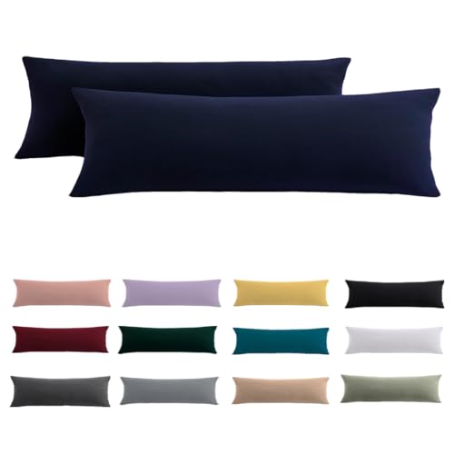 Seitenschläferkissen Bezug 40x145 2er Set - Blaue Kissenbezug 145x40 mit Reißverschluss 100% Mikrofaser Resistent und Hypoallergen Kopfkissenbezug für Seitenschläferkissen von Beqnat