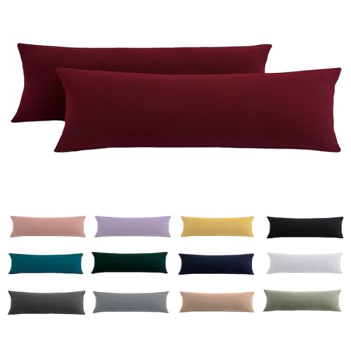 Seitenschläferkissen Bezug 40x145 2er Set - Rote Kissenbezug 145x40 mit Reißverschluss 100% Mikrofaser Resistent und Hypoallergen Kopfkissenbezug für Seitenschläferkissen von Beqnat